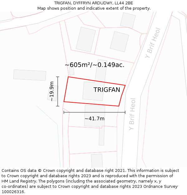 TRIGFAN, DYFFRYN ARDUDWY, LL44 2BE: Plot and title map