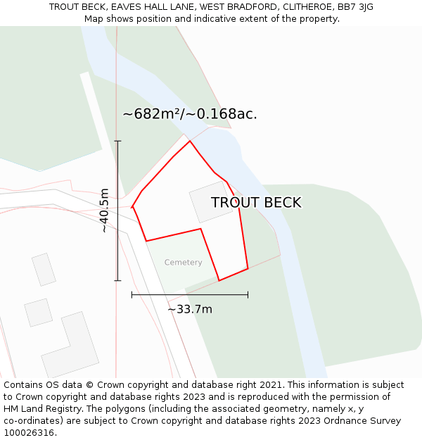 TROUT BECK, EAVES HALL LANE, WEST BRADFORD, CLITHEROE, BB7 3JG: Plot and title map
