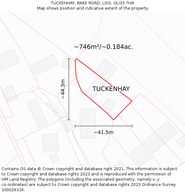 TUCKENHAY, RAKE ROAD, LISS, GU33 7HA: Plot and title map