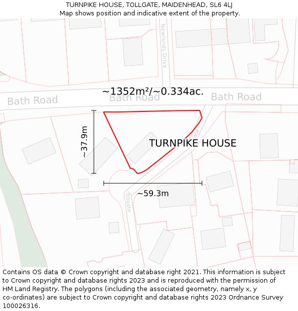 TURNPIKE HOUSE, TOLLGATE, MAIDENHEAD, SL6 4LJ: Plot and title map