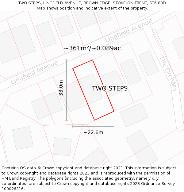 TWO STEPS, LINGFIELD AVENUE, BROWN EDGE, STOKE-ON-TRENT, ST6 8RD: Plot and title map