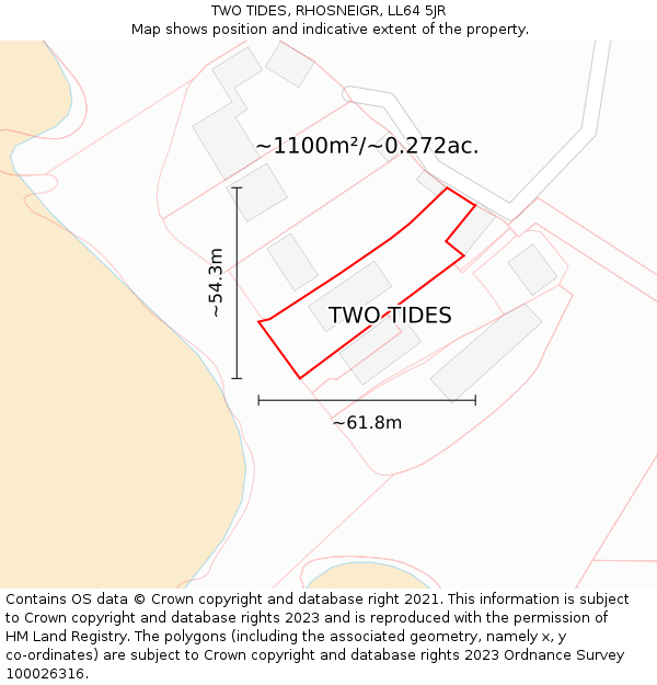 TWO TIDES, RHOSNEIGR, LL64 5JR: Plot and title map