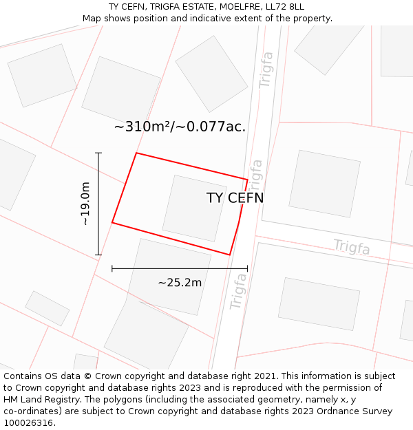 TY CEFN, TRIGFA ESTATE, MOELFRE, LL72 8LL: Plot and title map