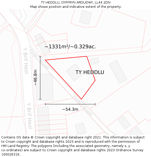 TY HEDDLU, DYFFRYN ARDUDWY, LL44 2DN: Plot and title map