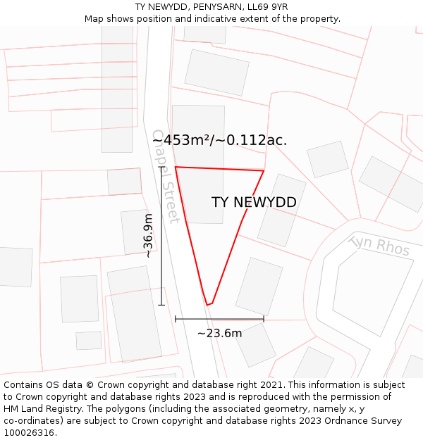 TY NEWYDD, PENYSARN, LL69 9YR: Plot and title map
