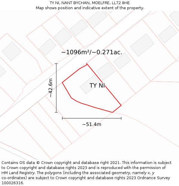 TY NI, NANT BYCHAN, MOELFRE, LL72 8HE: Plot and title map