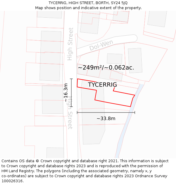 TYCERRIG, HIGH STREET, BORTH, SY24 5JQ: Plot and title map