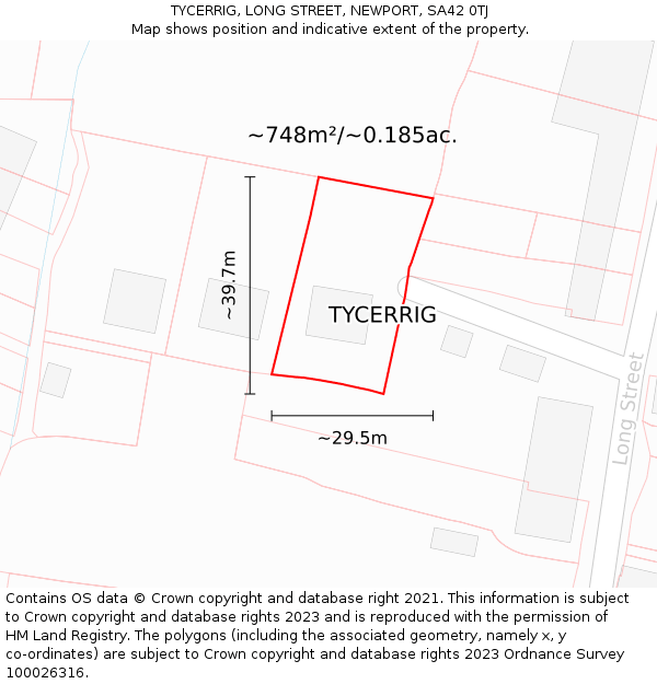 TYCERRIG, LONG STREET, NEWPORT, SA42 0TJ: Plot and title map