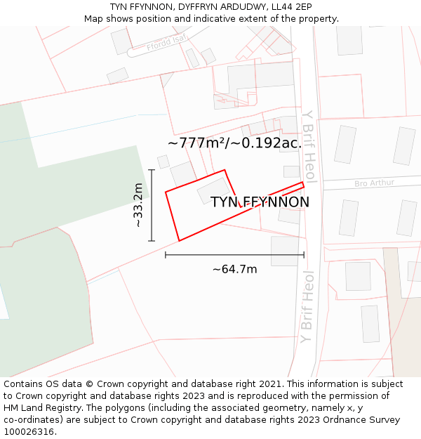 TYN FFYNNON, DYFFRYN ARDUDWY, LL44 2EP: Plot and title map