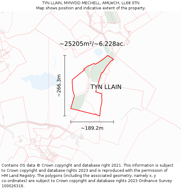 TYN LLAIN, MYNYDD MECHELL, AMLWCH, LL68 0TN: Plot and title map