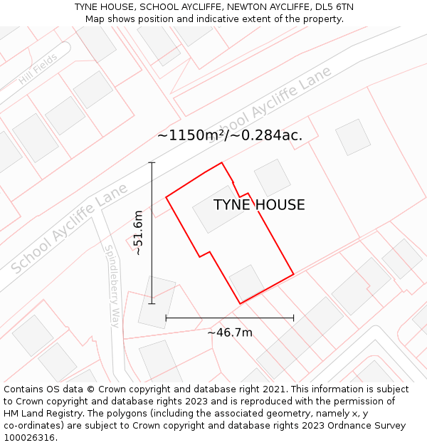 TYNE HOUSE, SCHOOL AYCLIFFE, NEWTON AYCLIFFE, DL5 6TN: Plot and title map