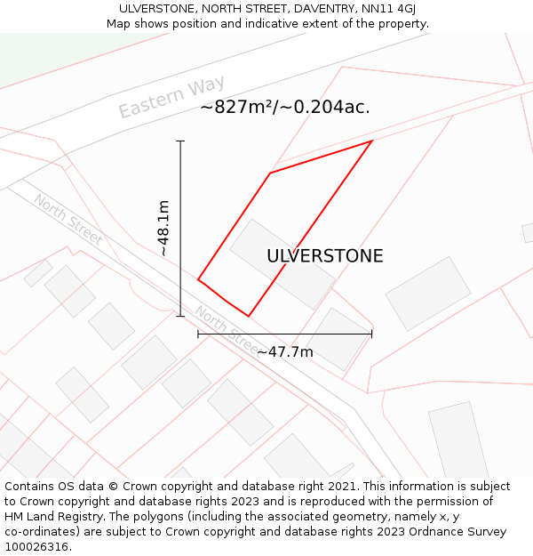 ULVERSTONE, NORTH STREET, DAVENTRY, NN11 4GJ: Plot and title map