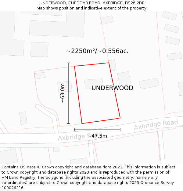 UNDERWOOD, CHEDDAR ROAD, AXBRIDGE, BS26 2DP: Plot and title map