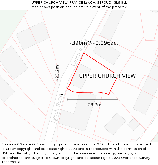 UPPER CHURCH VIEW, FRANCE LYNCH, STROUD, GL6 8LL: Plot and title map