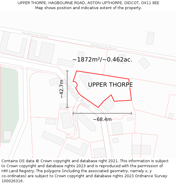 UPPER THORPE, HAGBOURNE ROAD, ASTON UPTHORPE, DIDCOT, OX11 9EE: Plot and title map