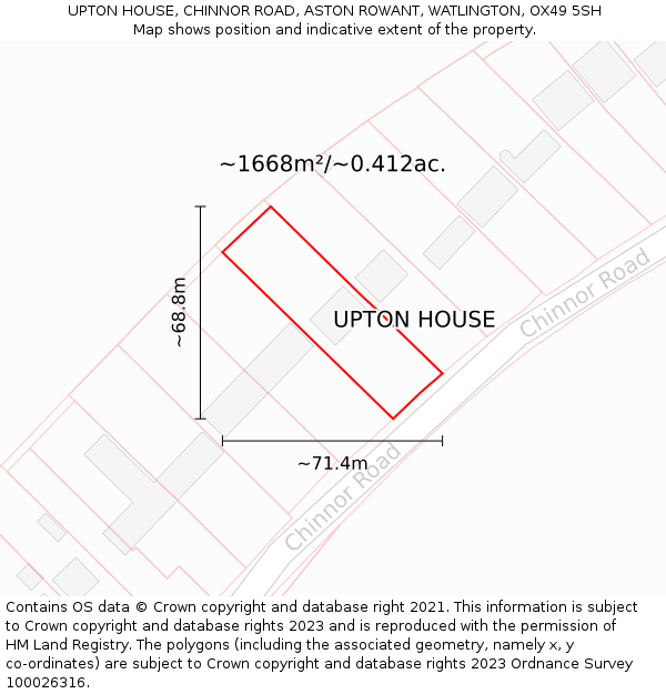 UPTON HOUSE, CHINNOR ROAD, ASTON ROWANT, WATLINGTON, OX49 5SH: Plot and title map