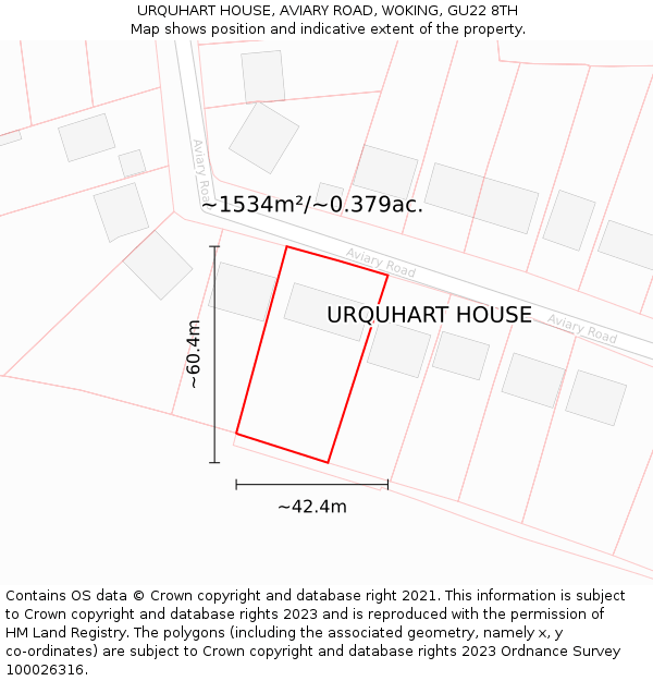 URQUHART HOUSE, AVIARY ROAD, WOKING, GU22 8TH: Plot and title map