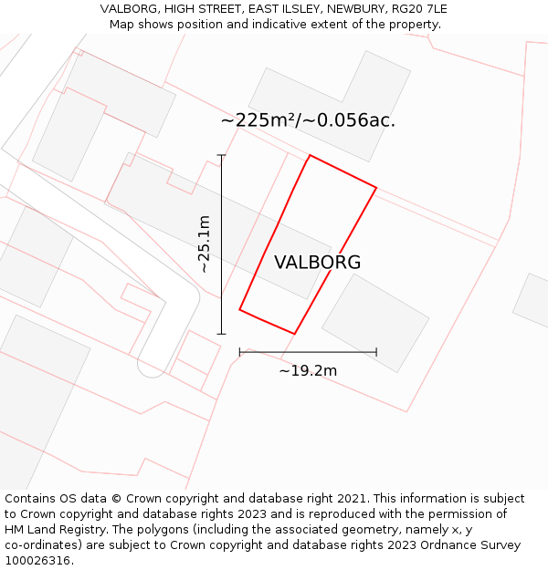 VALBORG, HIGH STREET, EAST ILSLEY, NEWBURY, RG20 7LE: Plot and title map