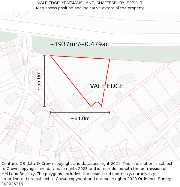 VALE EDGE, YEATMANS LANE, SHAFTESBURY, SP7 8LR: Plot and title map