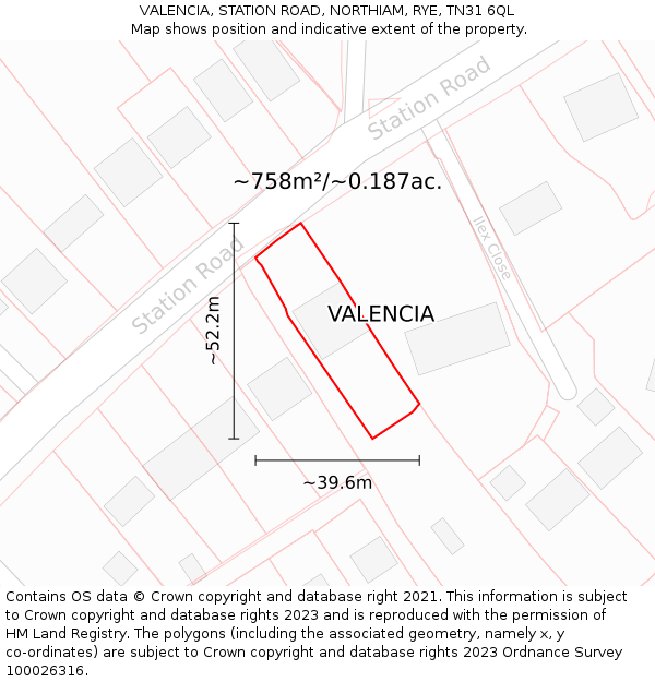 VALENCIA, STATION ROAD, NORTHIAM, RYE, TN31 6QL: Plot and title map