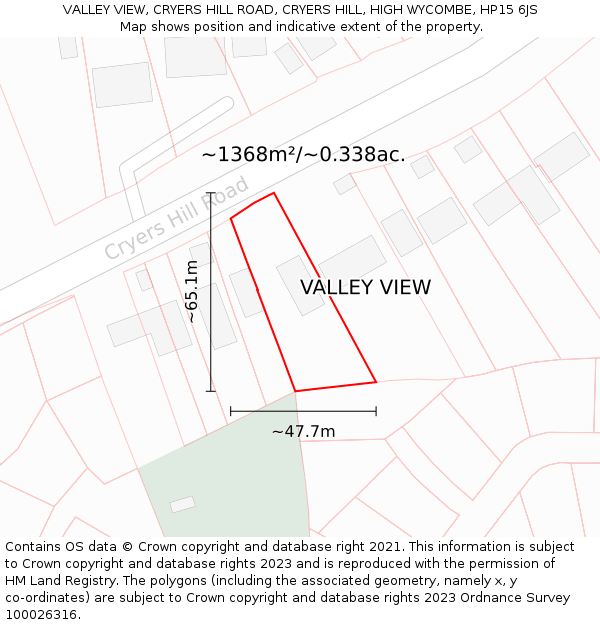 VALLEY VIEW, CRYERS HILL ROAD, CRYERS HILL, HIGH WYCOMBE, HP15 6JS: Plot and title map