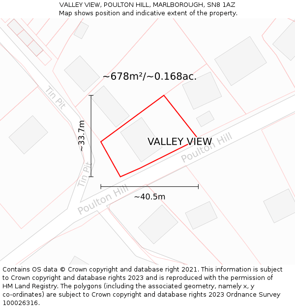 VALLEY VIEW, POULTON HILL, MARLBOROUGH, SN8 1AZ: Plot and title map