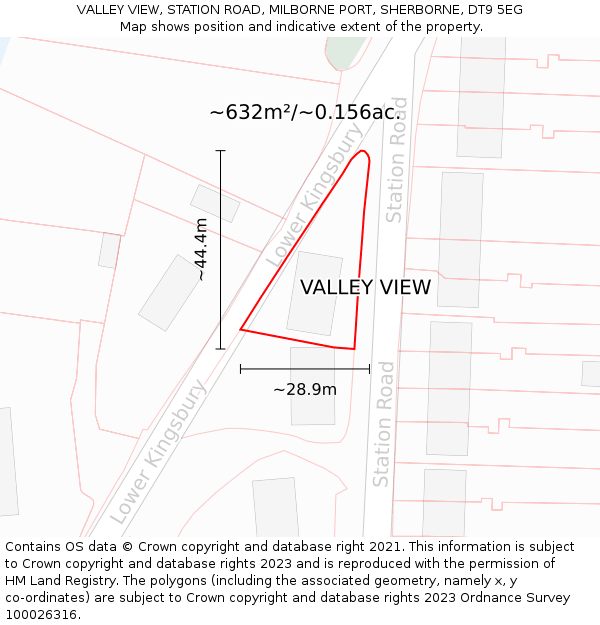 VALLEY VIEW, STATION ROAD, MILBORNE PORT, SHERBORNE, DT9 5EG: Plot and title map