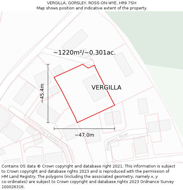 VERGILLA, GORSLEY, ROSS-ON-WYE, HR9 7SH: Plot and title map
