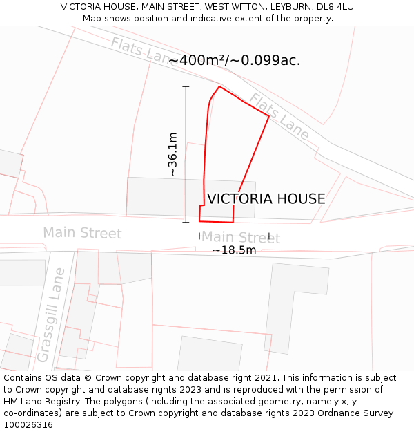 VICTORIA HOUSE, MAIN STREET, WEST WITTON, LEYBURN, DL8 4LU: Plot and title map