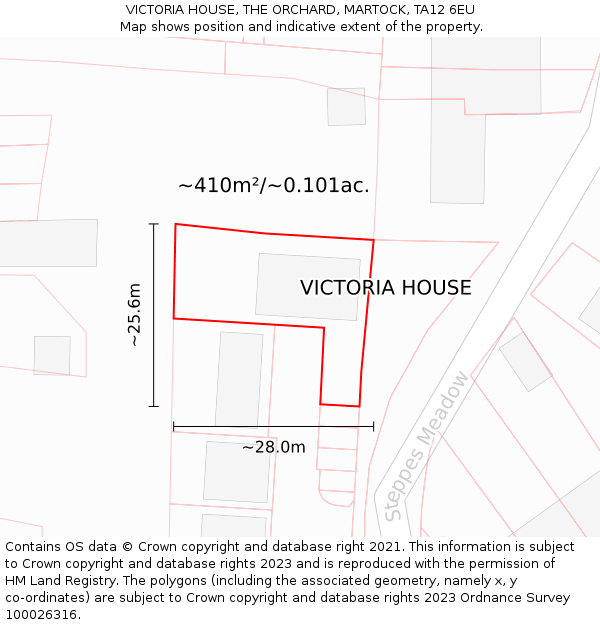 VICTORIA HOUSE, THE ORCHARD, MARTOCK, TA12 6EU: Plot and title map