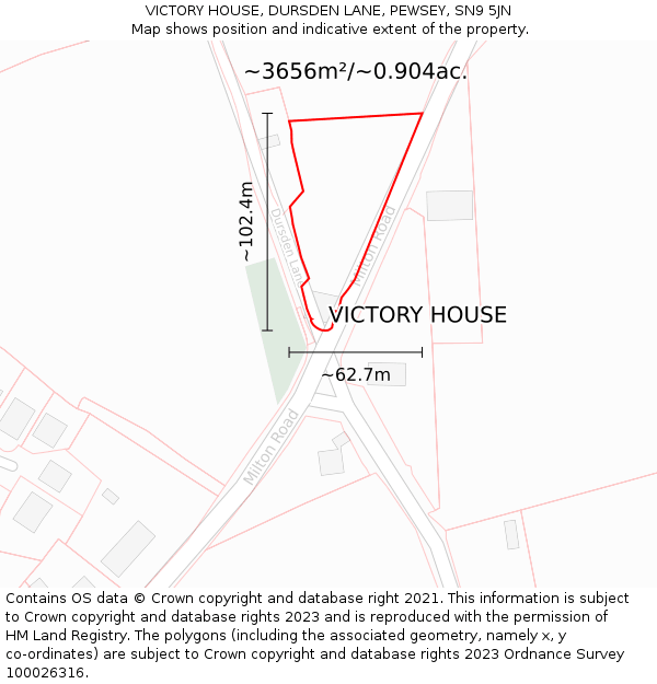 VICTORY HOUSE, DURSDEN LANE, PEWSEY, SN9 5JN: Plot and title map