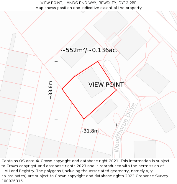 VIEW POINT, LANDS END WAY, BEWDLEY, DY12 2RP: Plot and title map