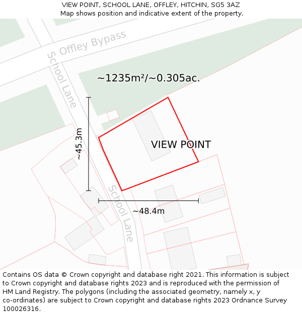 VIEW POINT, SCHOOL LANE, OFFLEY, HITCHIN, SG5 3AZ: Plot and title map