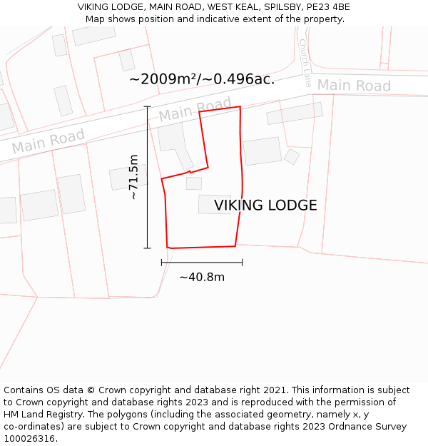 VIKING LODGE, MAIN ROAD, WEST KEAL, SPILSBY, PE23 4BE: Plot and title map