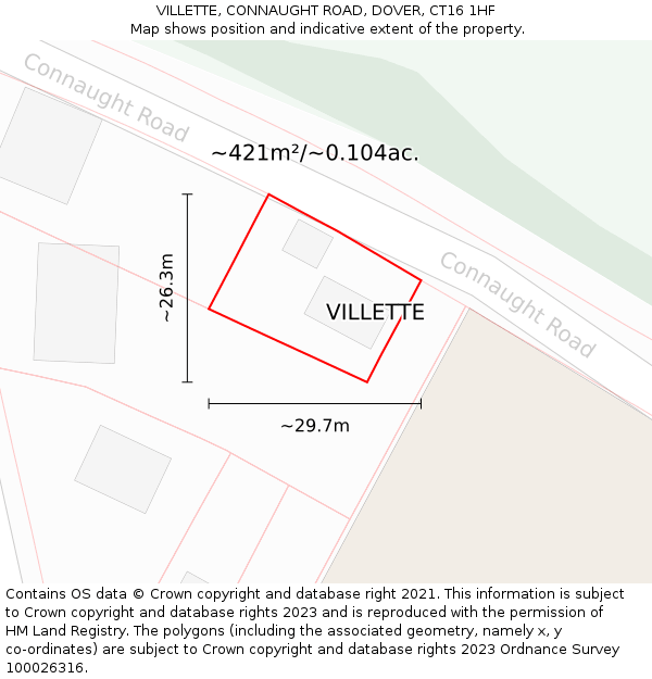 VILLETTE, CONNAUGHT ROAD, DOVER, CT16 1HF: Plot and title map