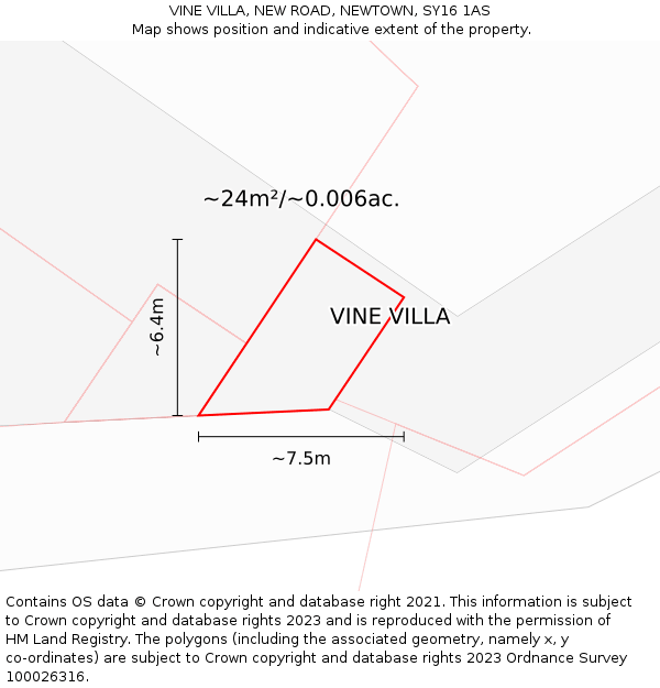 VINE VILLA, NEW ROAD, NEWTOWN, SY16 1AS: Plot and title map