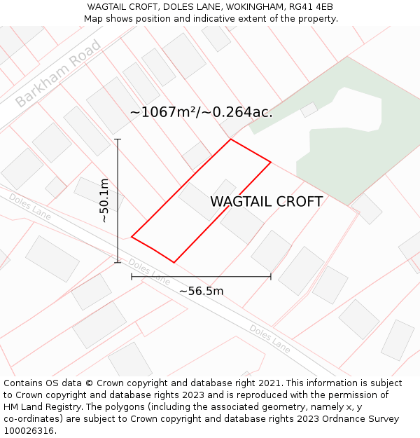 WAGTAIL CROFT, DOLES LANE, WOKINGHAM, RG41 4EB: Plot and title map