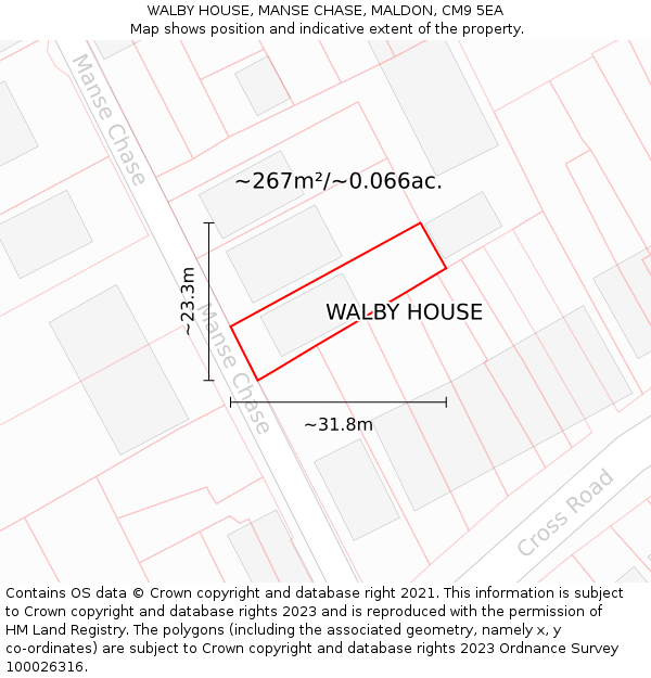 WALBY HOUSE, MANSE CHASE, MALDON, CM9 5EA: Plot and title map