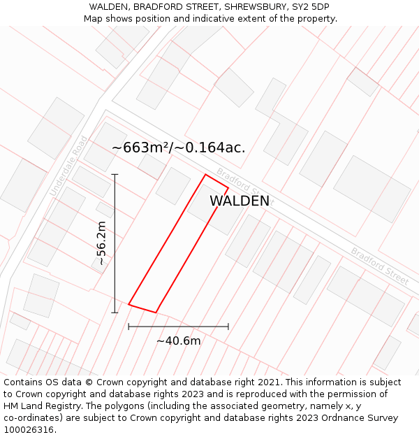 WALDEN, BRADFORD STREET, SHREWSBURY, SY2 5DP: Plot and title map