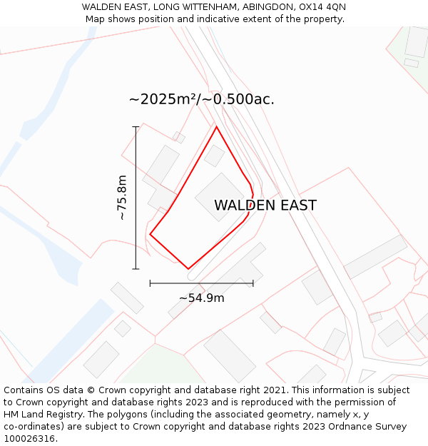 WALDEN EAST, LONG WITTENHAM, ABINGDON, OX14 4QN: Plot and title map