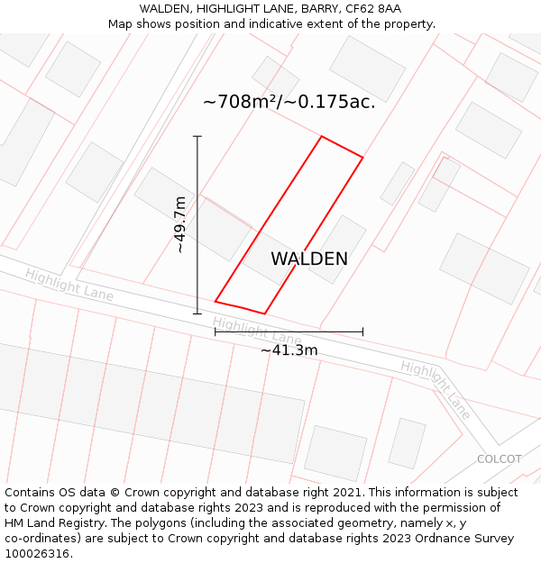 WALDEN, HIGHLIGHT LANE, BARRY, CF62 8AA: Plot and title map