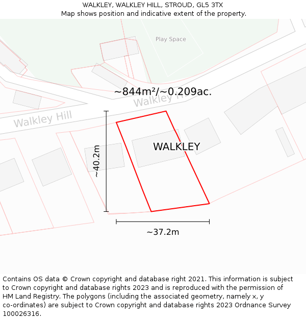 WALKLEY, WALKLEY HILL, STROUD, GL5 3TX: Plot and title map