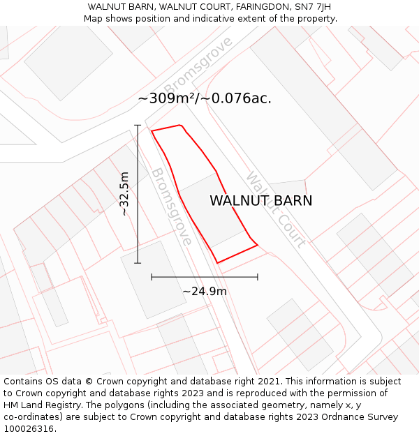 WALNUT BARN, WALNUT COURT, FARINGDON, SN7 7JH: Plot and title map
