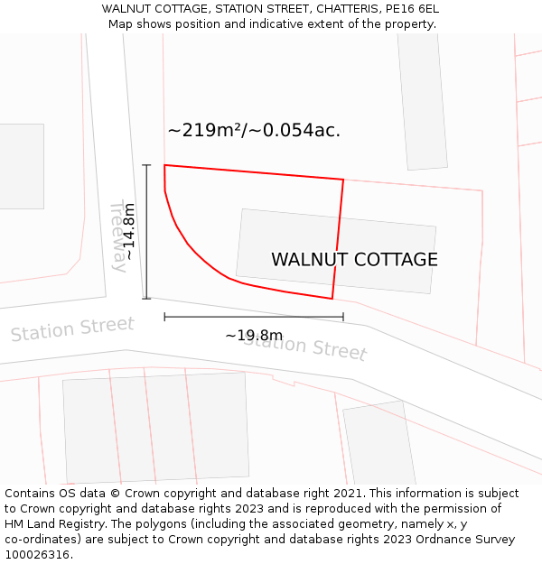 WALNUT COTTAGE, STATION STREET, CHATTERIS, PE16 6EL: Plot and title map