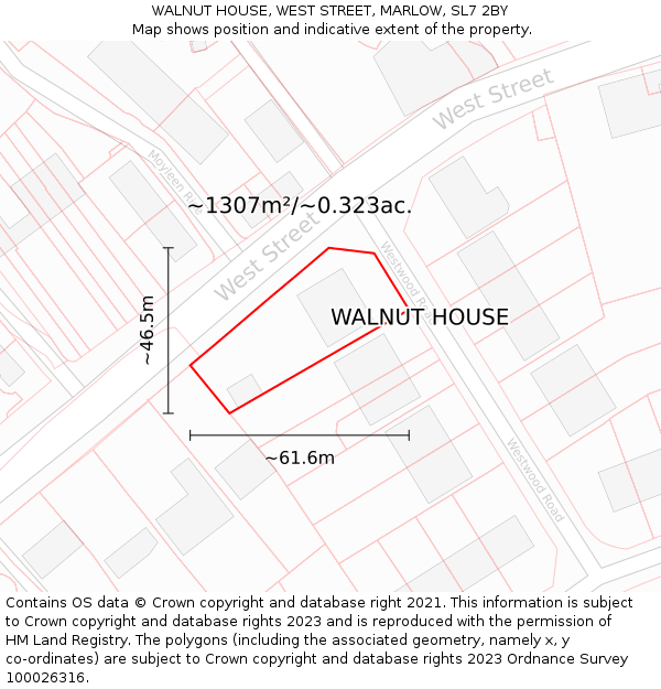 WALNUT HOUSE, WEST STREET, MARLOW, SL7 2BY: Plot and title map