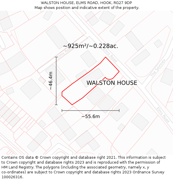 WALSTON HOUSE, ELMS ROAD, HOOK, RG27 9DP: Plot and title map