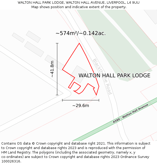 WALTON HALL PARK LODGE, WALTON HALL AVENUE, LIVERPOOL, L4 9UU: Plot and title map
