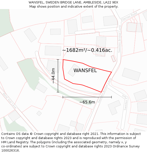 WANSFEL, SWEDEN BRIDGE LANE, AMBLESIDE, LA22 9EX: Plot and title map
