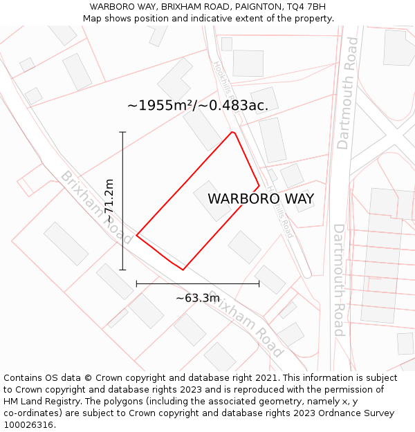 WARBORO WAY, BRIXHAM ROAD, PAIGNTON, TQ4 7BH: Plot and title map