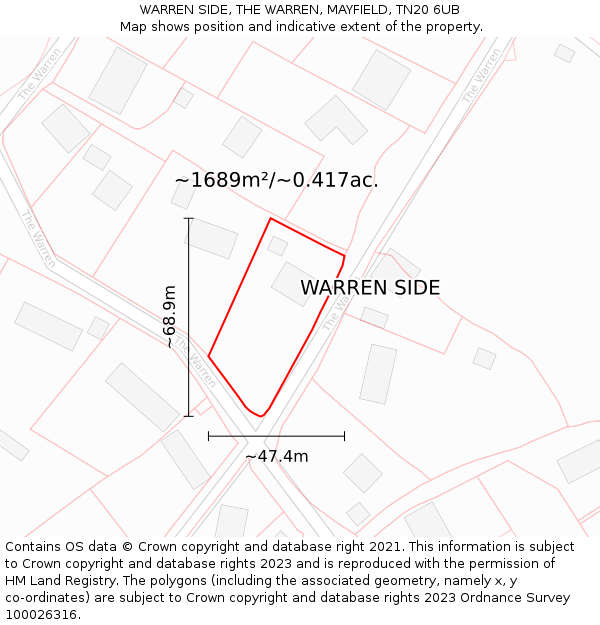 WARREN SIDE, THE WARREN, MAYFIELD, TN20 6UB: Plot and title map